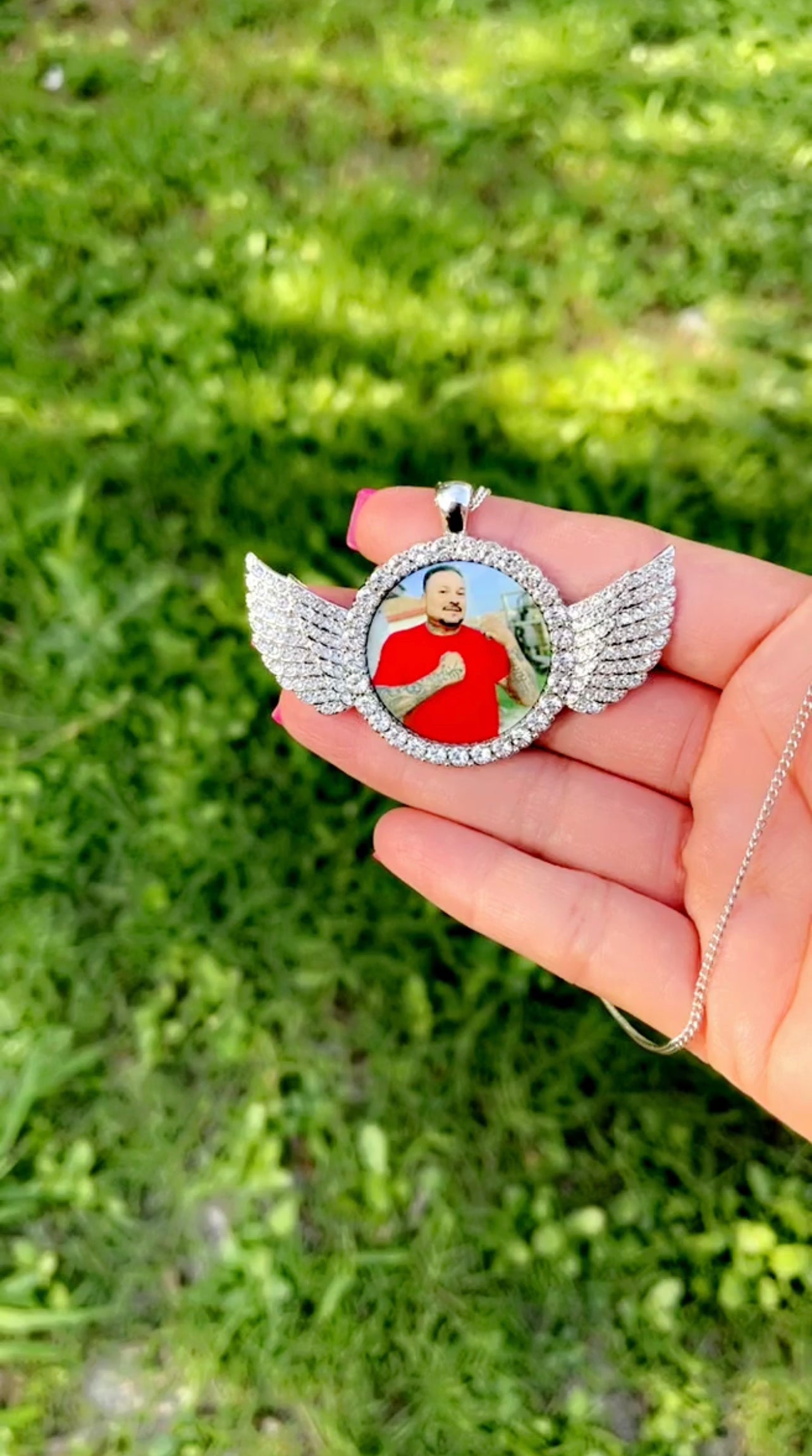 Rhinestone memorial necklace